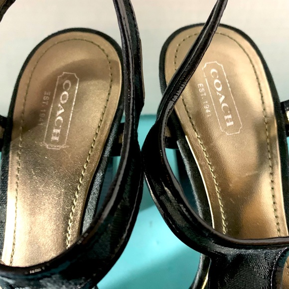 COACH BLACK MONOGRAM PLATFORM HEELS - Picture 13 of 16